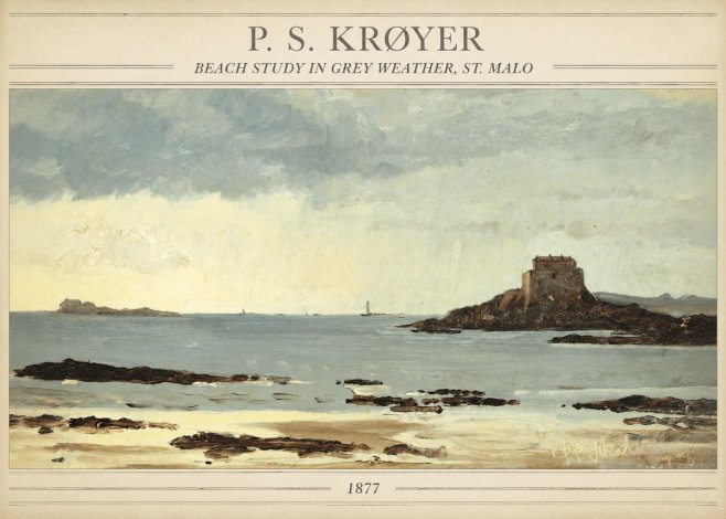 P.S. Krøyer Beach Study in Grey Weather, St. Malo No3 - Plakát