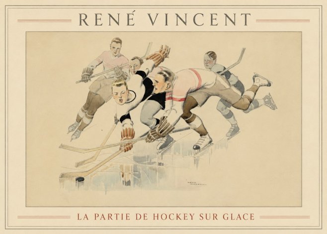 René Vincent La Partie De Hockey Sur Glace No1 - Plakát