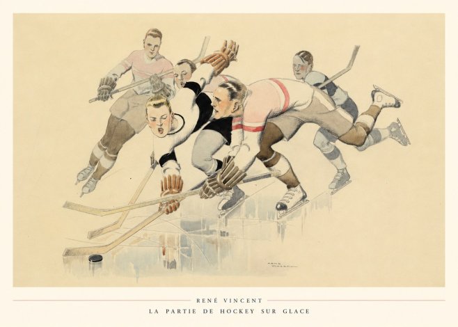 René Vincent La Partie De Hockey Sur Glace No6 - Plakát