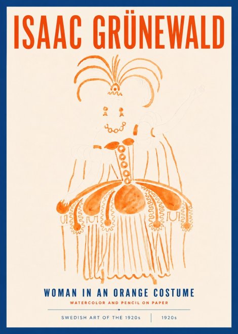 Isaac Grünewald Woman in an Orange Costume No4 - Plakát