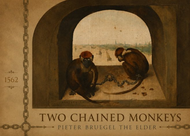 Pieter Bruegel Two Chained Monkeys I No2 - Plakát