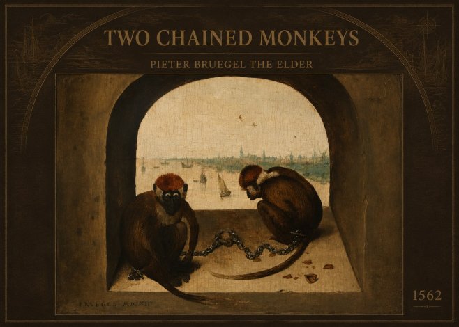 Pieter Bruegel Two Chained Monkeys I No5 - Plakát