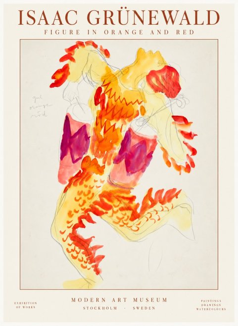 Isaac Grünewald Figure in Orange and Red No2 - Plakát