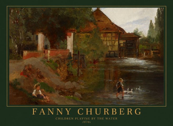 Fanny Churberg Children Playing by the Water No1 - Plakát