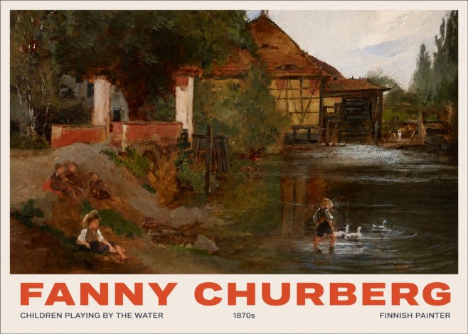 Fanny Churberg Children Playing by the Water No2 - Plakát