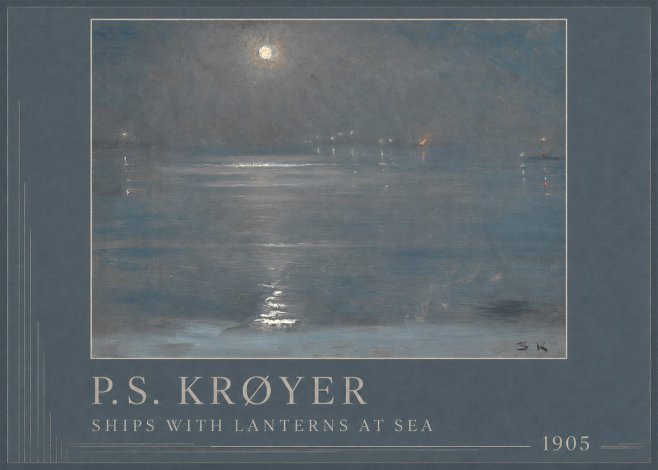P.S. Krøyer Ships with Lanterns at Sea No1 - Plakát
