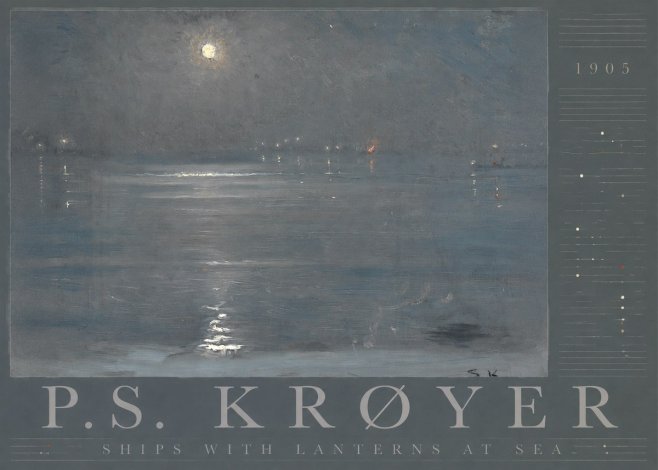P.S. Krøyer Ships with Lanterns at Sea No3 - Plakát