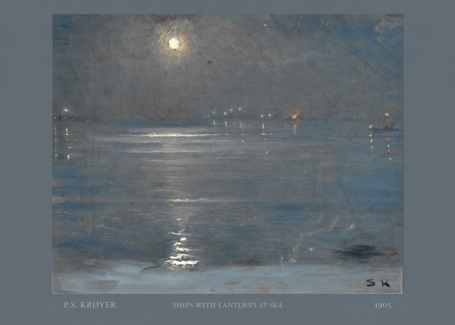 P.S. Krøyer Ships with Lanterns at Sea No6 - Plakát