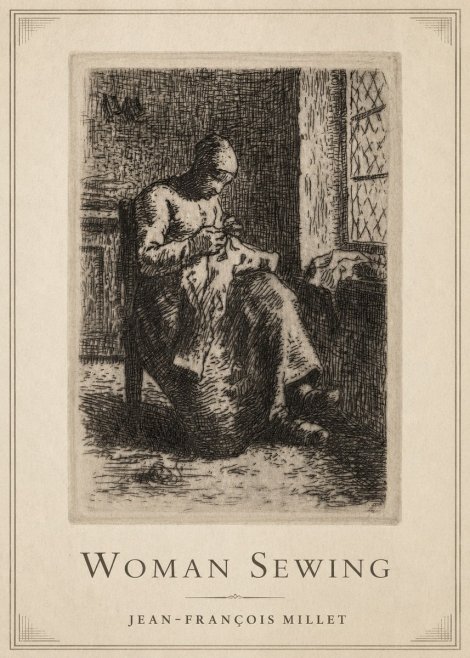 Jean-François Millet Woman Sewing No1 - Plakát