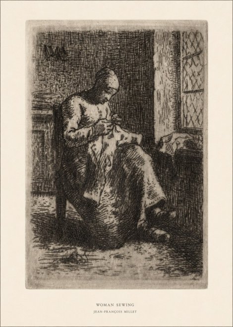 Jean-François Millet Woman Sewing No5 - Plakát