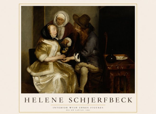 Helene Schjerfbeck Interior with Three Figures No1 - Plakát