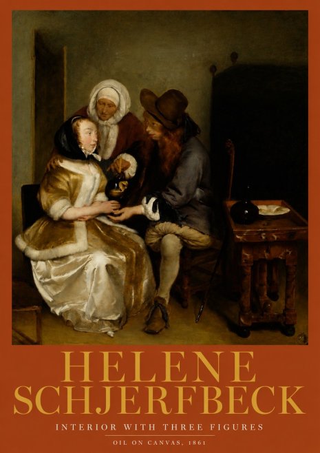 Helene Schjerfbeck Interior with Three Figures No2 - Plakát