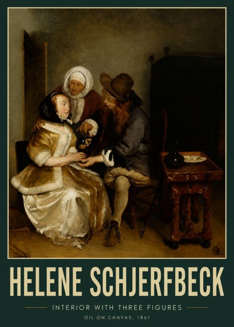 Helene Schjerfbeck Interior with Three Figures No3 - Plakát