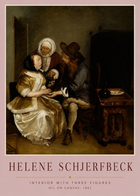 Helene Schjerfbeck Interior with Three Figures No4 - Plakát