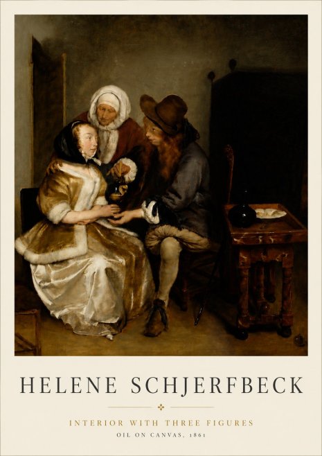 Helene Schjerfbeck Interior with Three Figures No6 - Plakát