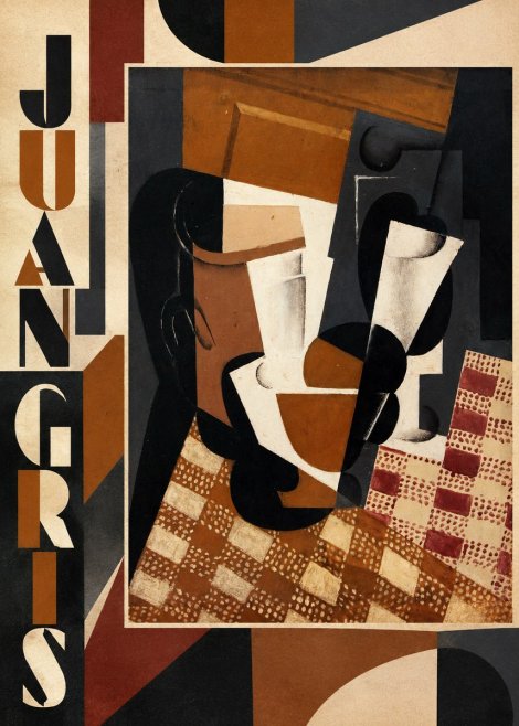 Juan Gris Cubist Still Life with Glass and Tablecloth No3 - Plakát