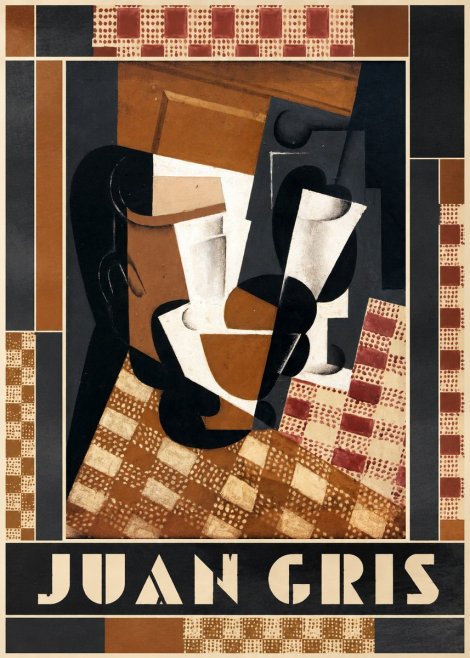 Juan Gris Cubist Still Life with Glass and Tablecloth No6 - Plakát