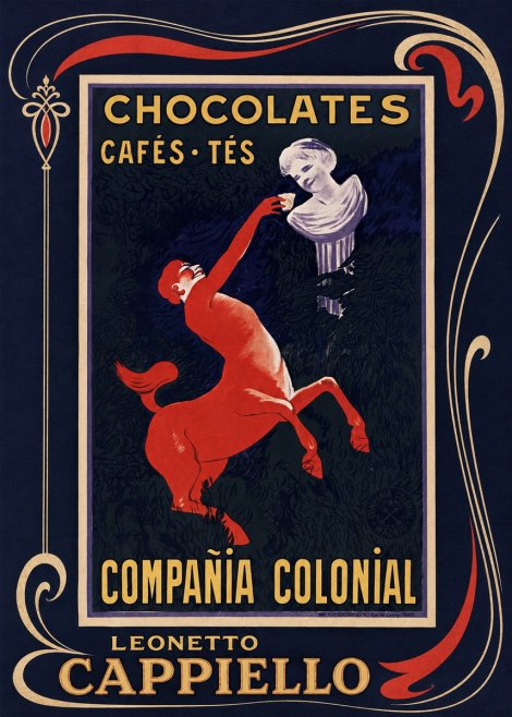 Leonetto Cappiello Chocolates, Cafés, Tés - Compañía Colonial No1 - Plakát