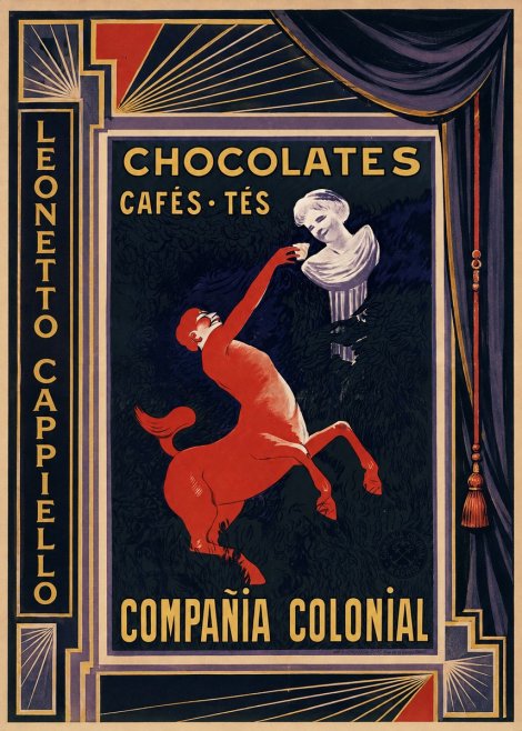 Leonetto Cappiello Chocolates, Cafés, Tés - Compañía Colonial No2 - Plakát