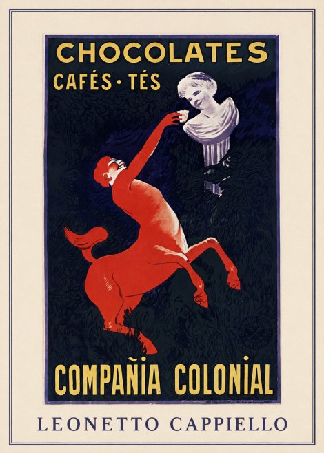 Leonetto Cappiello Chocolates, Cafés, Tés - Compañía Colonial No3 - Plakát