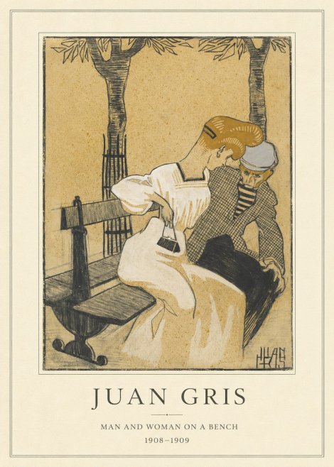Juan Gris Man and Woman on a Bench No4 - Plakát