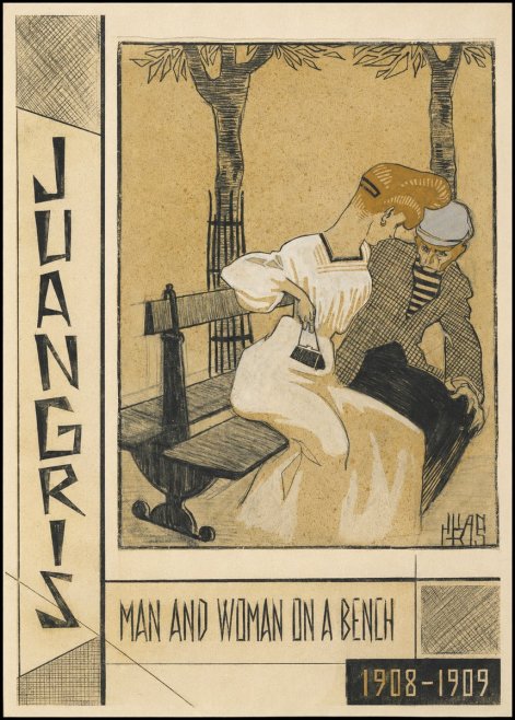 Juan Gris Man and Woman on a Bench No5 - Plakát
