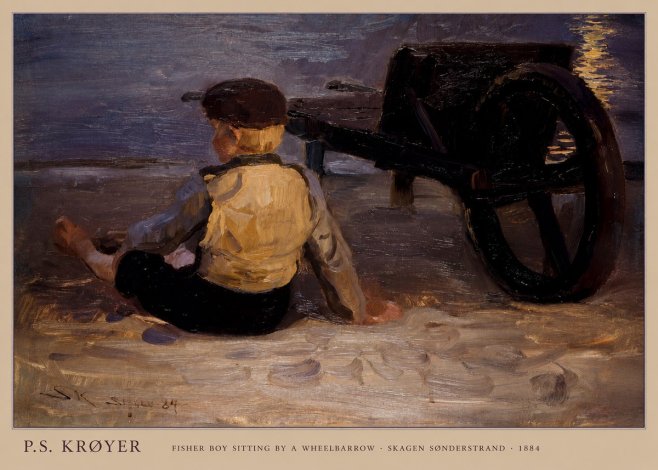 P.S. Krøyer Fisher Boy Sitting by a Wheelbarrow No6 - Plakát