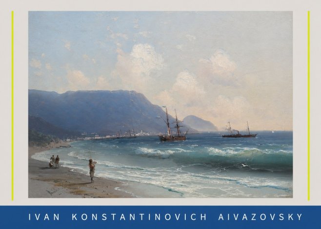 Ivan Konstantinovich Aivazovsky A Coastal View with Fishing Figures No3 - Plakát