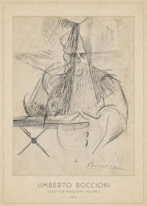 Umberto Boccioni Study for Horizontal Volumes No6 - Plakát