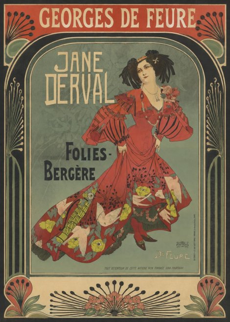Georges de Feure Jane Derval - Folies-bergère III No4 - Plakát