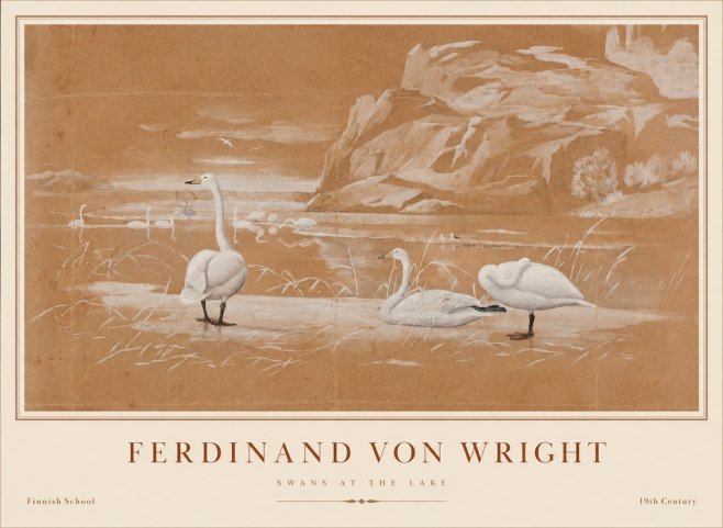 Ferdinand von Wright Swans at the Lake No1 - Plakát