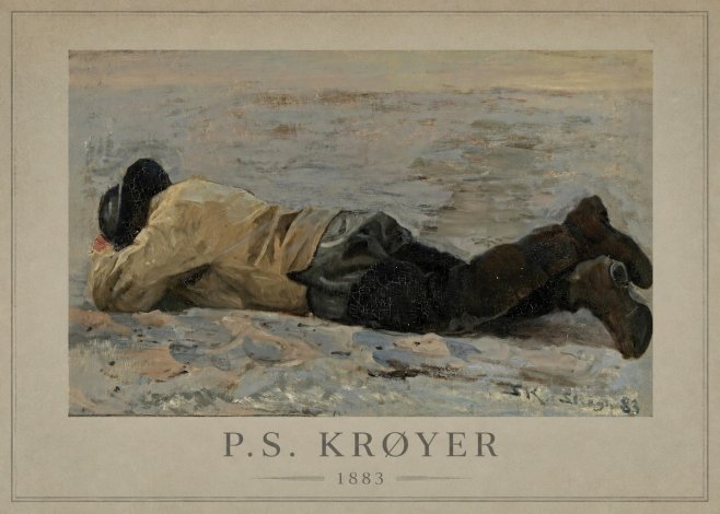 P.S. Krøyer Fisherman Lying on the Beach No1 - Plakát