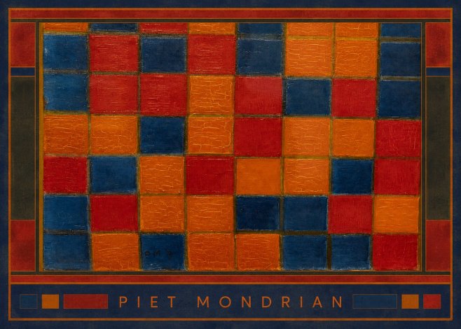 Piet Mondrian Checkerboard Composition with Dark Colors No3 - Plakát