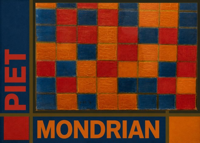 Piet Mondrian Checkerboard Composition with Dark Colors No5 - Plakát