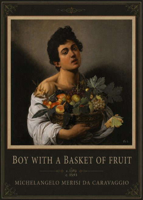 Michelangelo Merisi da Caravaggio Boy with a Basket of Fruit No1 - Plakát