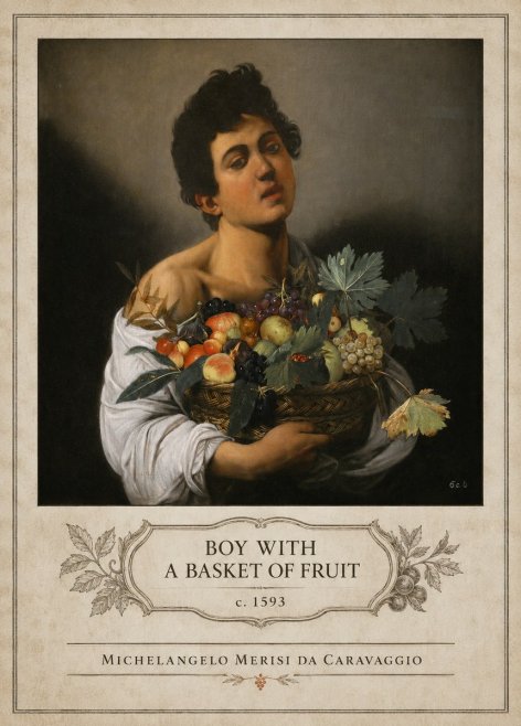 Michelangelo Merisi da Caravaggio Boy with a Basket of Fruit No4 - Plakát