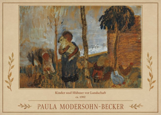 Paula Modersohn-Becker Kinder Und Hühner Vor Landschaft No1 - Plakát
