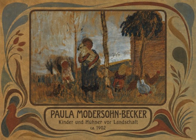 Paula Modersohn-Becker Kinder Und Hühner Vor Landschaft No4 - Plakát