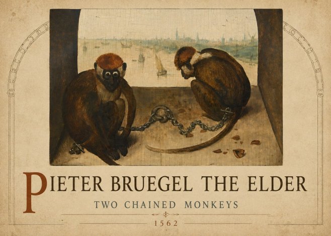 Pieter Bruegel Two Chained Monkeys II No2 - Plakát