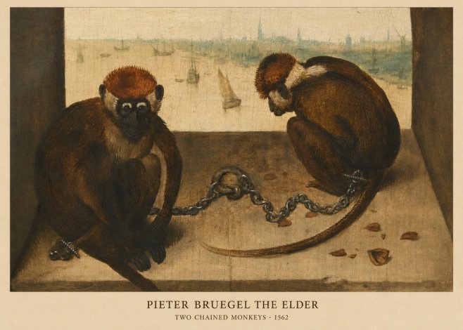 Pieter Bruegel Two Chained Monkeys II No6 - Plakát