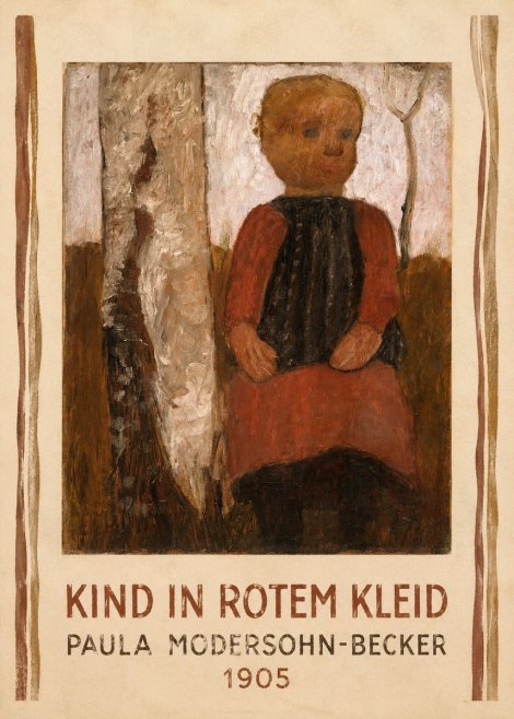 Paula Modersohn-Becker Kind in Rotem Kleid No4 - Plakát