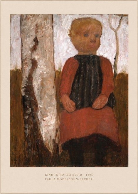 Paula Modersohn-Becker Kind in Rotem Kleid No5 - Plakát