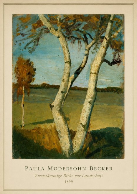 Paula Modersohn-Becker Zweistämmige Birke Vor Landschaft No3 - Plakát