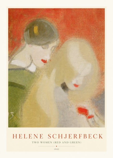 Helene Schjerfbeck Two Women (Red and Green) No1 - Plakát