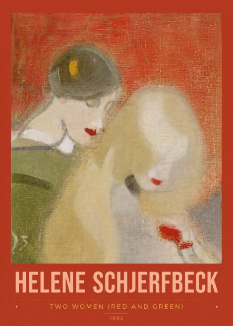 Helene Schjerfbeck Two Women (Red and Green) No2 - Plakát