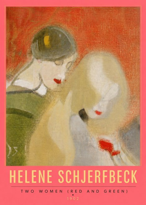 Helene Schjerfbeck Two Women (Red and Green) No6 - Plakát