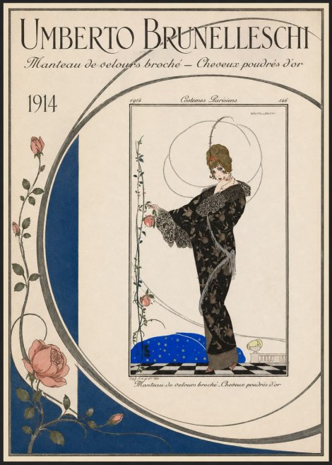 Umberto Brunelleschi Manteau De Velours Broché – Cheveux Poudrés D'or No3 - Plakát
