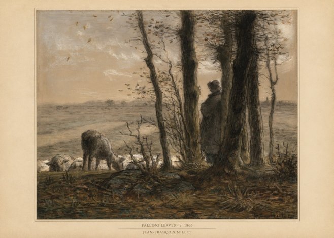Jean-François Millet Falling Leaves No6 - Plakát