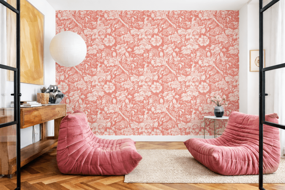 Coral Blossom Tapestry