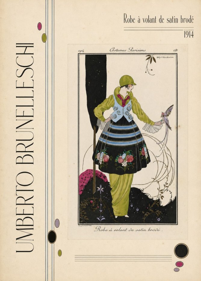 Umberto Brunelleschi Robe À Volant De Satin Brodé No6 - Plakát